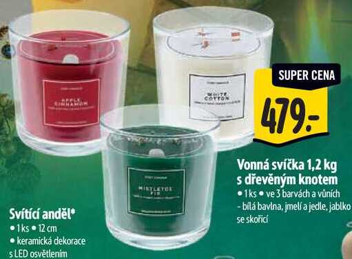 Vonná svíčka 1,2 kg s dřevěným knotem