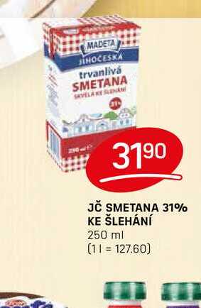 JČ SMETANA 31% KE ŠLEHÁNÍ 250 ml