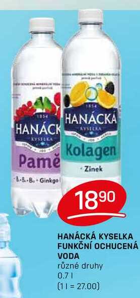 HANÁCKÁ KYSELKA FUNKČNÍ OCHUCENÁ VODA různé druhy 0,7l