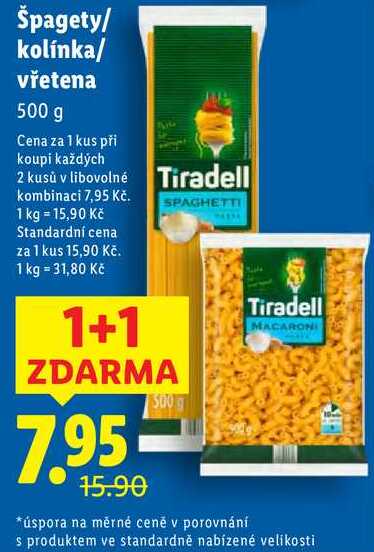 Špagety/kolínka/vřetena, 500 g