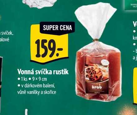 Vonná svíčka rustik  1ks 9x9 cm