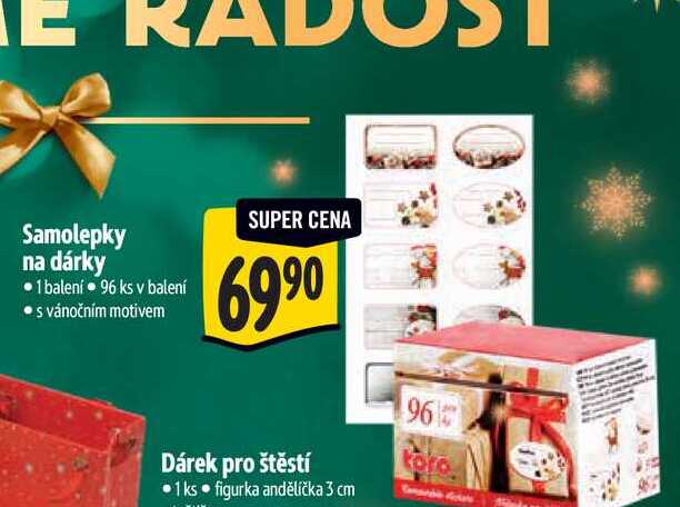 Samolepky na dárky  1 balení  96 ks