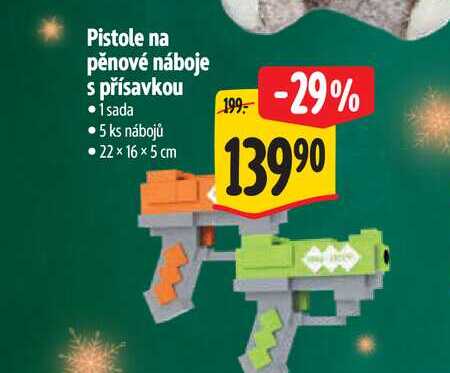 Pistole na pěnové náboje s přísavkou 1 sada  5 ks nábojů 