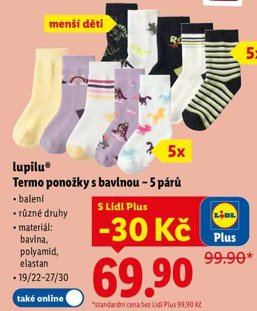 lupilu Termo ponožky s bavlnou - 5 párů