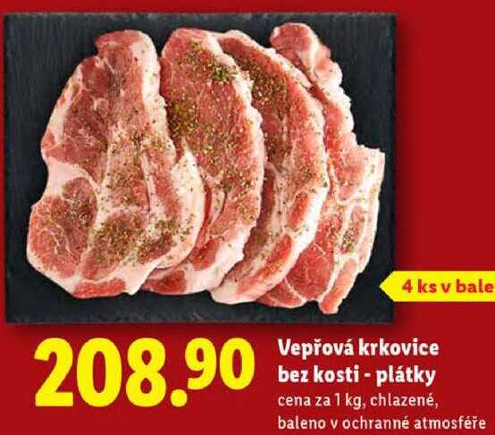 Vepřová krkovice bez kosti - plátky, cena za 1 kg