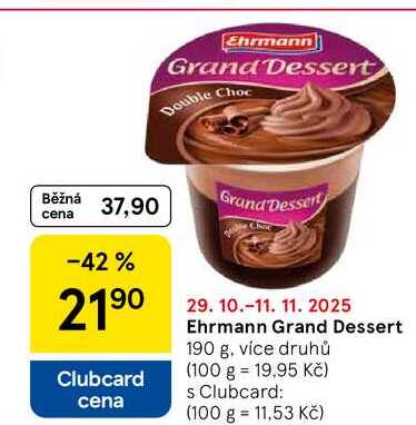 Ehrmann Grand Dessert, 190 g, více druhů