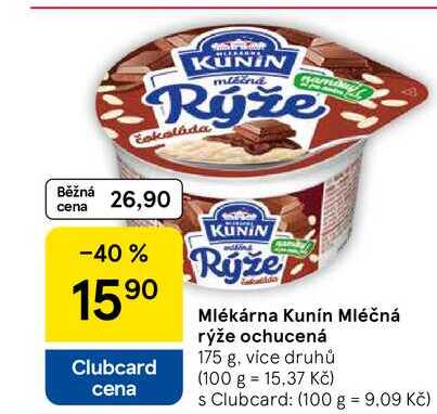 Mlékárna Kunín Mléčná rýže ochucená, 175 g