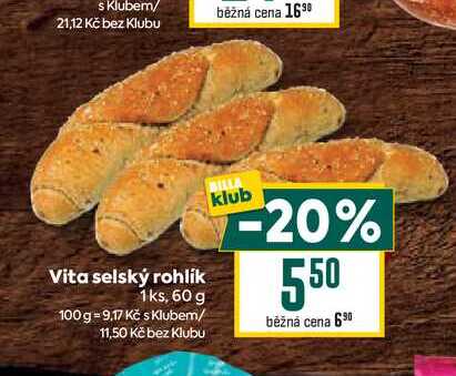 Vita selský rohlík 1ks, 60 g