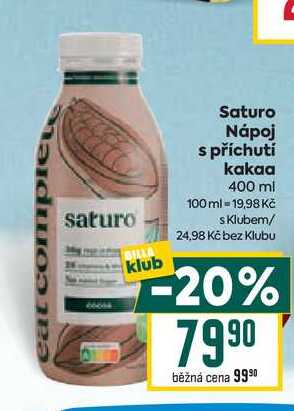 Saturo Nápoj s příchutí kakaa 400 ml