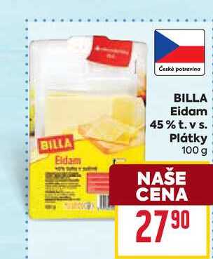 BILLA Eidam 45% t. vs. Plátky 100 g
