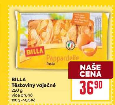 BILLA Těstoviny vaječné 250 g