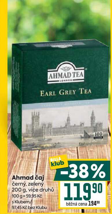 Ahmad čaj černý, zelený BILLA klub 200 g
