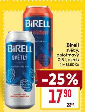 Birell světlý, polotmavý 0,5l, plech