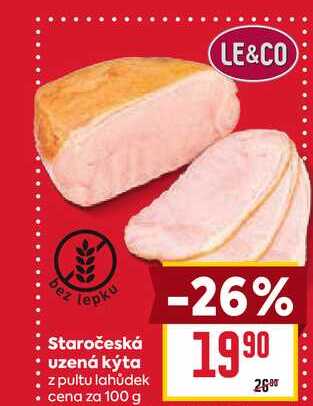 Staročeská uzená kýta z pultu lahůdek cena za 100 g
