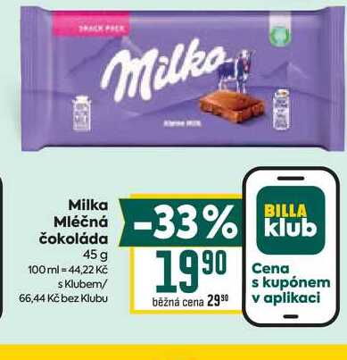 Milka Mléčná čokoláda 45 g