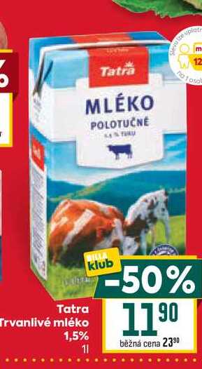 Tatra Trvanlivé mléko 1,5% 1l
