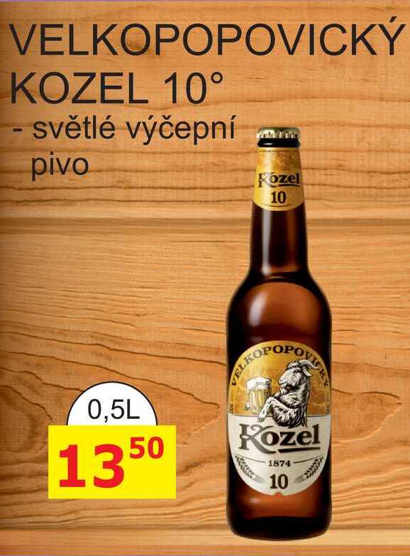 Velkopopovický Kozel 10°, výčepní pivo 0,5l 0.5l