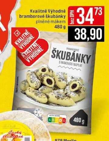 Kvalitně Výhodně bramborové škubánky plněné mákem 480 g