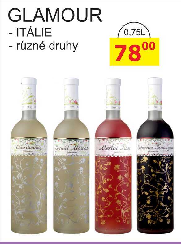 GLAMOUR - ITÁLIE - různé druhy 0,75L