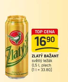 ZLATÝ BAŽANT světlý ležák 0,5l, plech