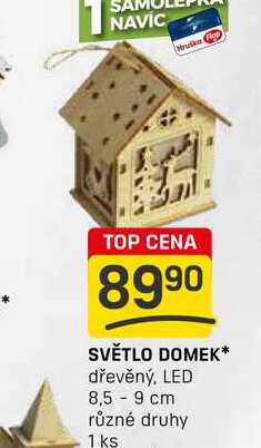SVĚTLO DOMEK dřevěný, LED 8,5 - 9 cm různé druhy 1 ks 
