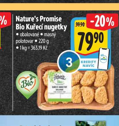 Nature's Promise Bio Kuřecí nugetky 220 g