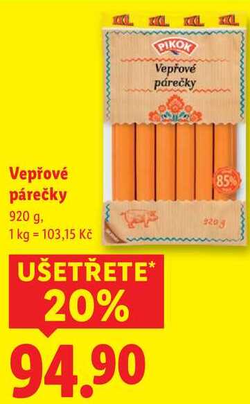 Vepřové párečky, 920 g