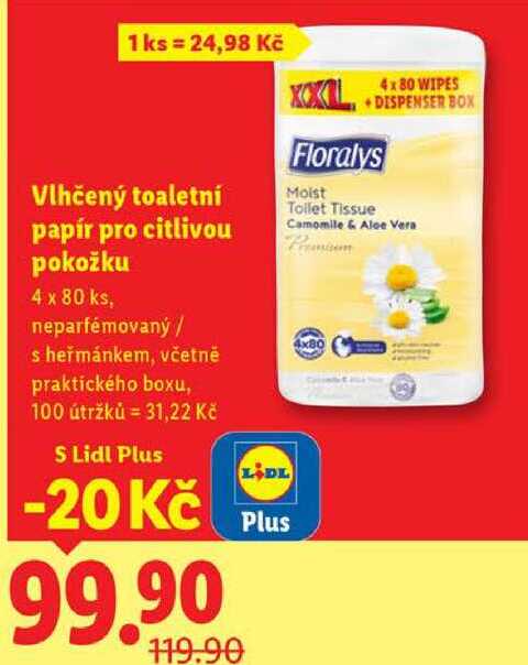 Vlhčený toaletní papír pro citlivou pokožku, 4x 80 ks