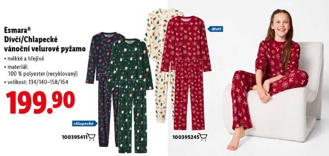 Esmara Dívčí/Chlapecké vánoční velurové pyžamo