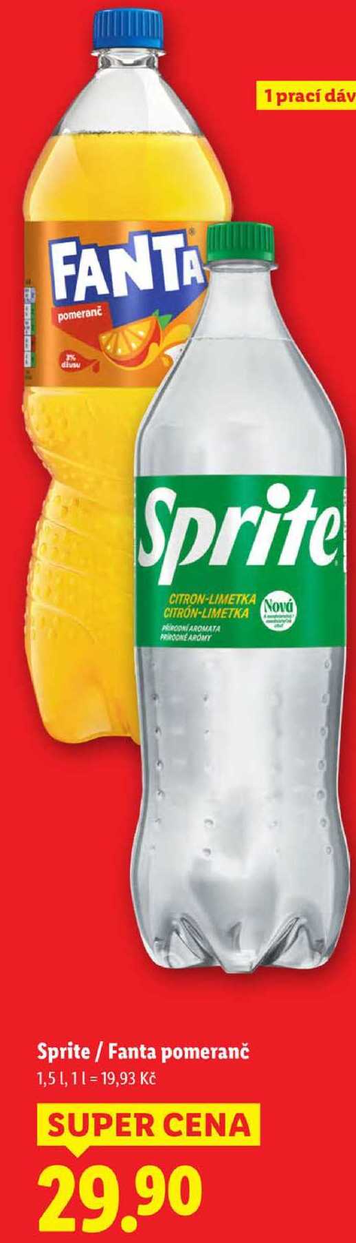 Sprite/Fanta pomeranč, 1,5 l