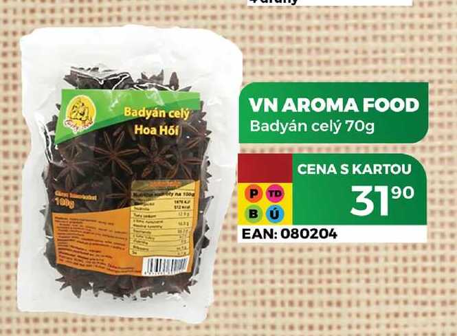 VN AROMA FOOD Badyán celý 70g