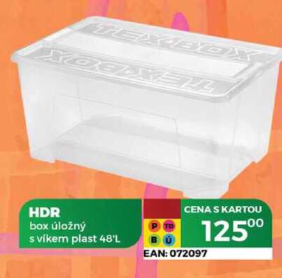 HDR box úložný s vikem plast 48'L