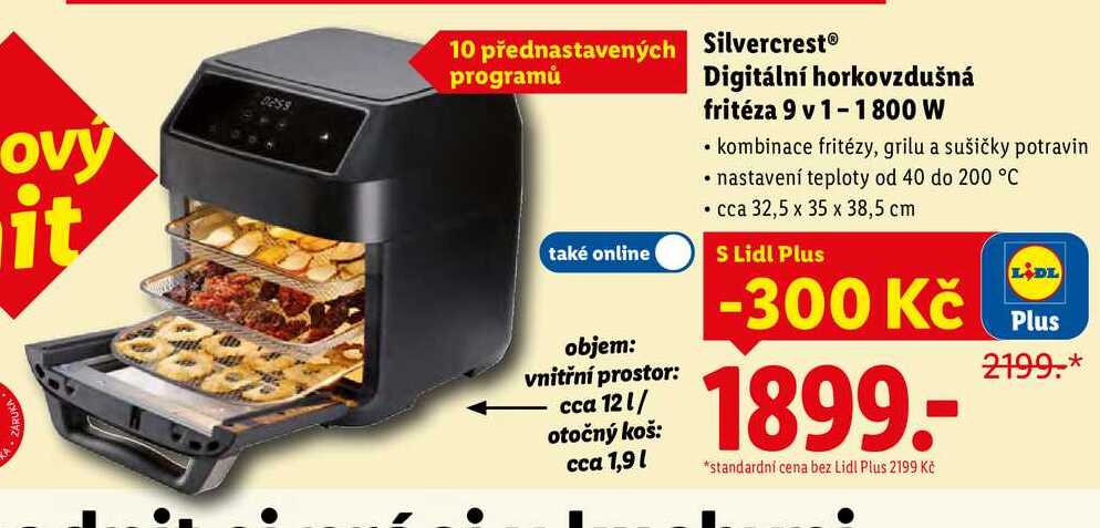 Silvercrest Digitální horkovzdušná fritéza 9 v 1-1800 W