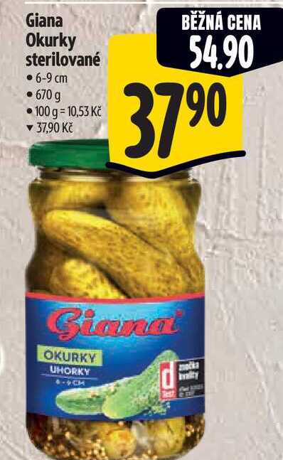 Giana Okurky sterilované 6-9 cm 670 g  