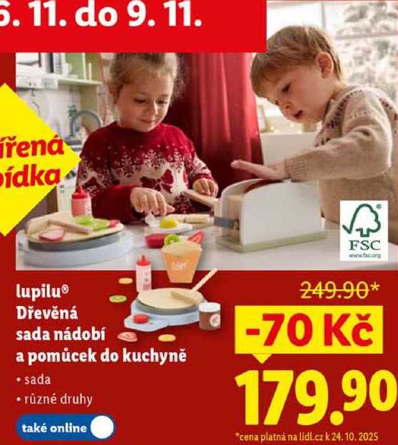 lupilu Dřevěná sada nádobí a pomůcek do kuchyně