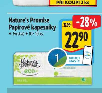 Nature's Promise Papírové kapesníky 3vrstvé 10x 10 ks