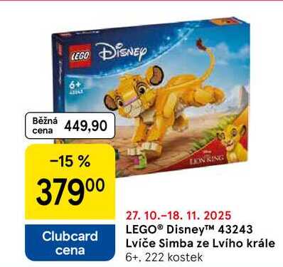 LEGO® Disney™ 43243 Lvíče Simba ze Lvího krále 6+, 222 kostek