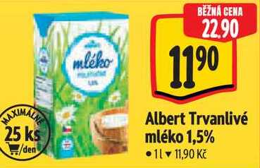 Albert Trvanlivé mléko 1,5%, 1 l