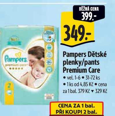   Pampers Dětské plenky/pants Premium Care - vel. 1-6 31-72 ks  