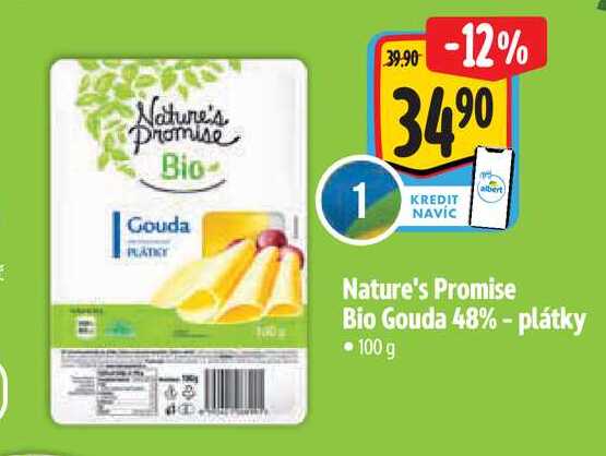 Nature's Promise Bio Gouda 48% - plátky 100 g