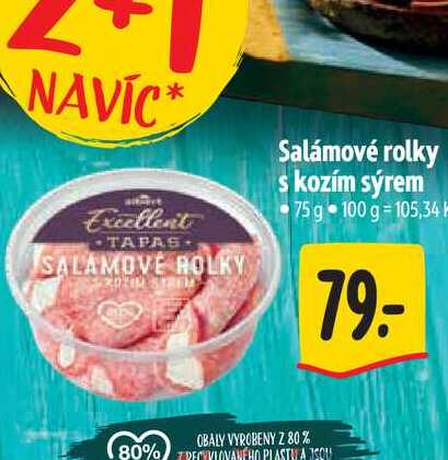  Salámové rolky s kozím sýrem 75 g 
