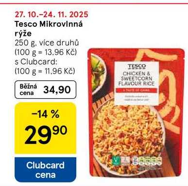 Tesco Mikrovlnná rýže, 250 g, více druhů 