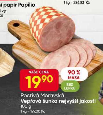 Poctivá Moravská Vepřová šunka nejvyšší jakosti 100 g
