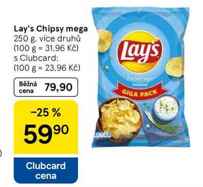 Lay's Chipsy mega, 250 g, více druhů 