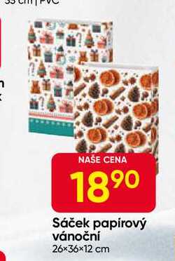 Sáček papírový vánoční 26×36×12 cm