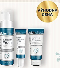 skineffect Čisticí pěna na obličej 150 ml Gel proti nedokonalostem 15 ml Zmatňující pleťový krém 50 ml