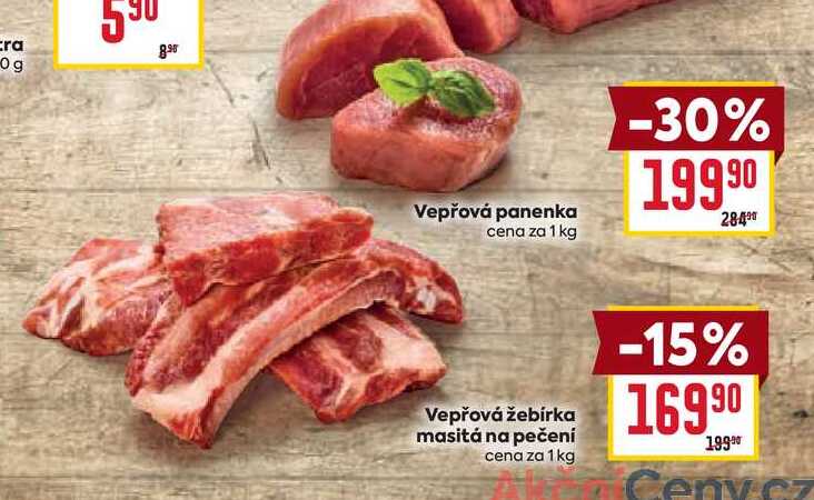 Vepřová žebírka masitá na pečeni cena za 1kg