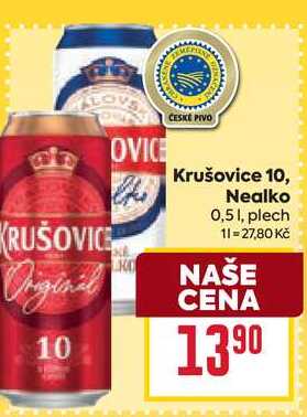 Krušovice Nealko 0,51, plech 