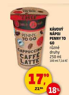 KÁVOVÝ NÁPOJ PENNY TO GO, 250 ml