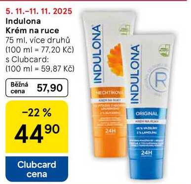 Indulona krém na ruce, 75ml, vybrané druhy